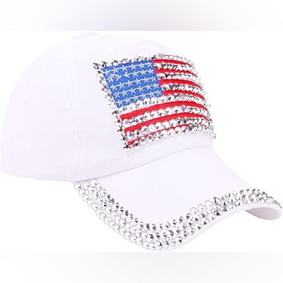 🇺🇸USA Bright & Bursting With Bling American Flag Adjustable Hat! - Picture 2 of 9